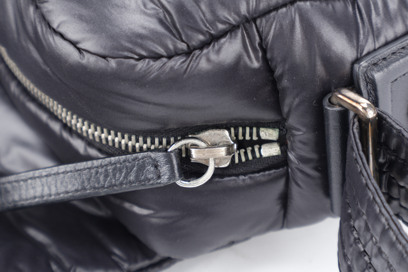 CHANEL SMALL COCOON MESSENGER BAG (1765xxxx) BLACK NYLON SILVER HARDWARE WITH CARD AND BOX