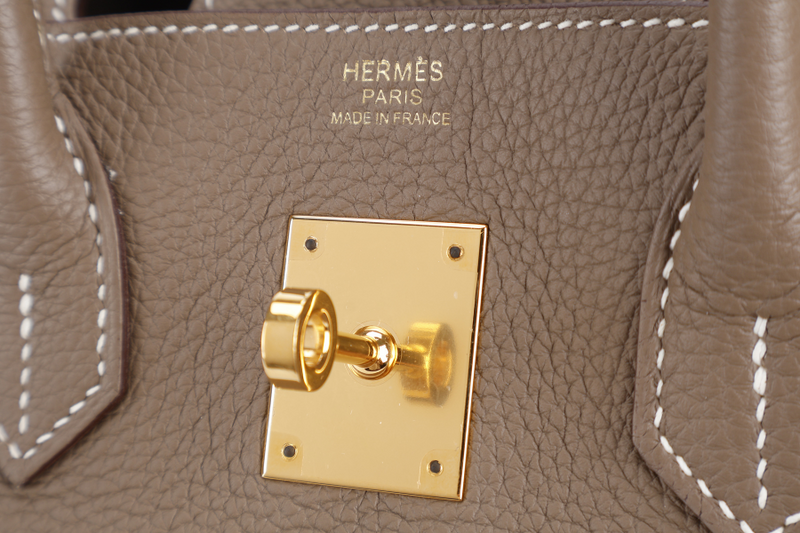 HERMES BIRKIN 30 ETOUPE TOGO GOLD HARDWARE STAMP Z (2021) WITH LOCK & KEYS, RAINCOAT AND DUST COVER