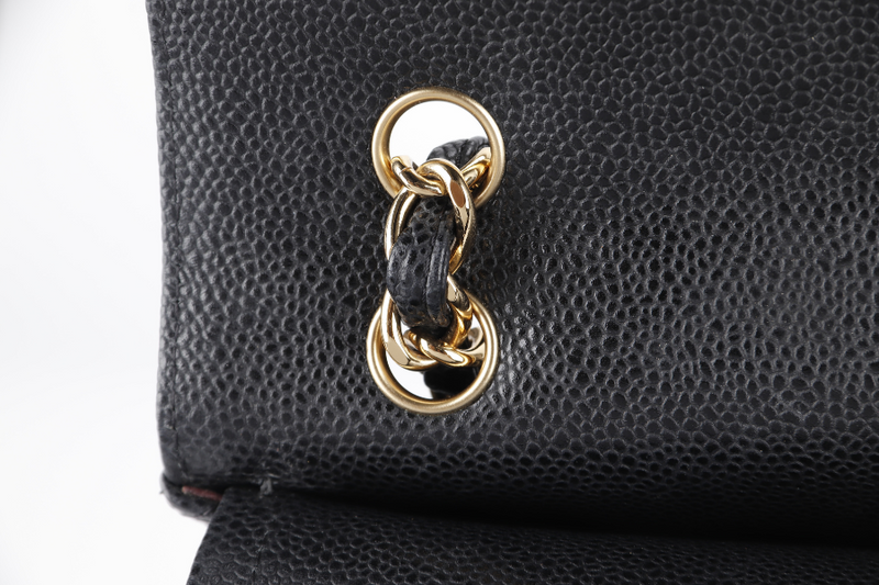 CHANEL CLASSIC DOUBLE FLAP MAXI (1723xxxx) BLACK CAVIAR LEATHER GOLD HARDWARE WITH DUST COVER