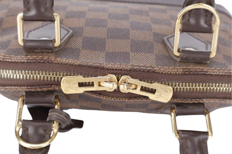 LOUIS VUITTON N40606 ALMA BB BROWN DAMIER EBENE GOLD HARDWARE WITH LONG STRAPS, PADLOCK AND KEYS