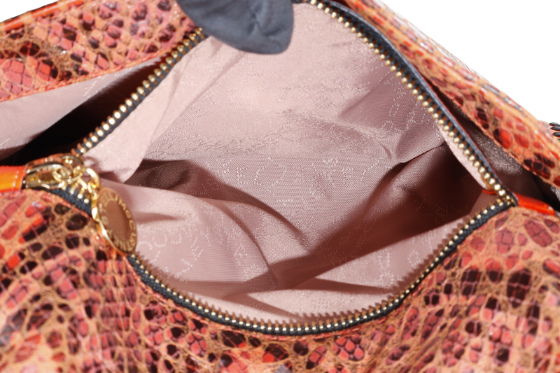 STELLA MCCARTNEY FALABELLA FOLD OVER BAG ORANGE RED PHYTON EMBOSSED GOLD HARDWARE NO DUST COVER