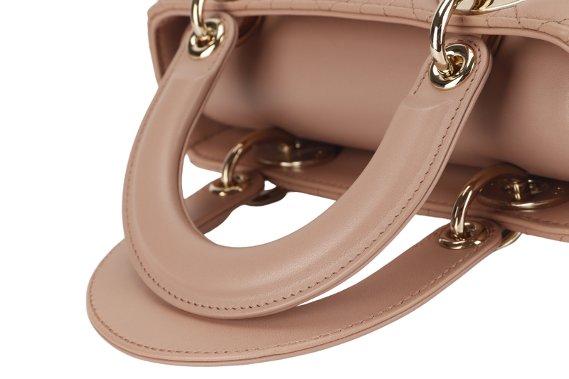 CHRISTIAN DIOR LADY DIOR SMALL (02-MA-1129) PINK LAMBSKIN GOLD HARDWARE WITH STRAP AND DUST COVER