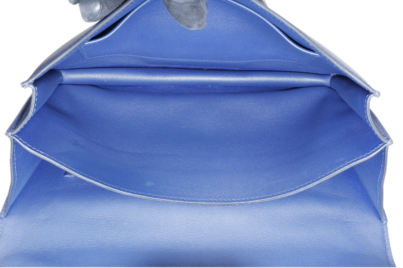 HERMES CONSTANCE ELAN STAMP T (YEAR 2015) BLUE SAPPHIRE SWIFT LEATHER SILVER HARDWARE WITH DUST COVER