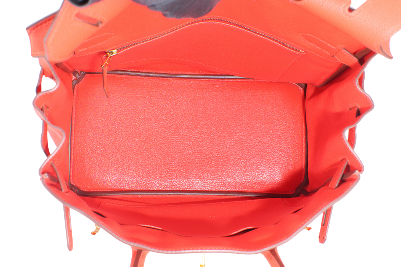 HERMES BIRKIN 30 FEU TOGO GOLD HARDWARE STAMP X (YEAR 2016) WITH LOCK&KEYS AND DUST COVER