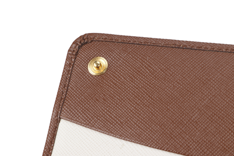 PRADA LONG WALLET BIFOLD (1M1132) BROWN SAFFIANO LEATHER GOLD HARDWARE WITH CARD