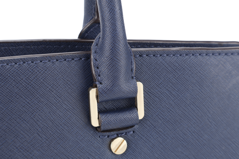 MICHAEL KORS SELMA NAVY SAFFIANO LEATHER SATCHEL BAG GOLD HARDWARE WITH STRAPS AND DUST COVER