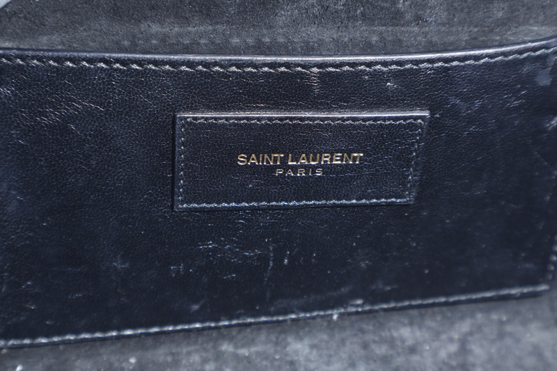 YVES SAINT LAURENT (YSL) CASSANDRE CLUTCH SILVER CALF LEATHER GOLD HARDWARE WITH DUST COVER