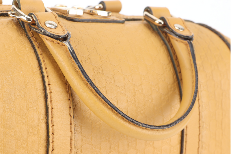 GUCCI MICROGUCCISSIMA JOY BOSTON BAG MUSTARD YELLOW LEATHER GOLD HARDWARE NO DUST COVER