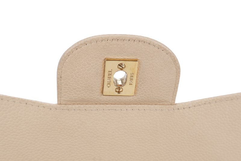 CHANEL CLASSIC FLAP BAG JUMBO BEIGE CAVIAR LEATHER GOLD HARDWARE (1293xxxx) NO DUST COVER