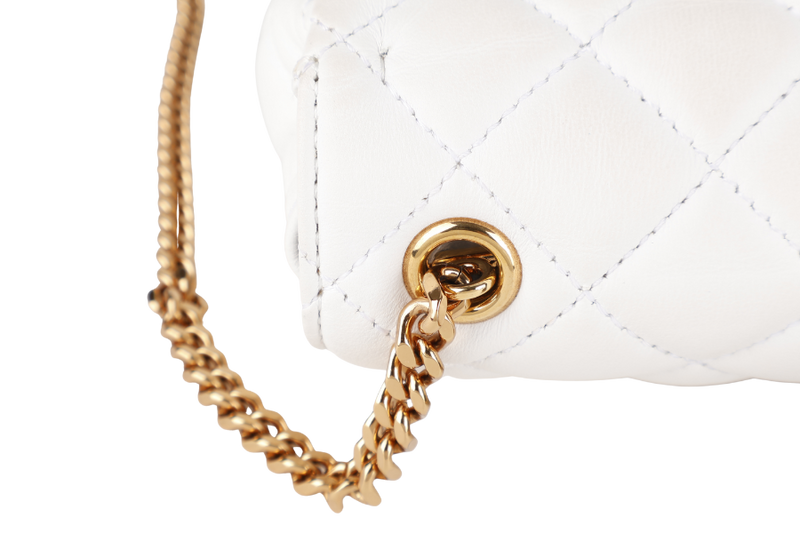 VERSACE MEDUSA SMALL WHITE NAPPA QUILTED LEATHER CROSSBODY GOLD HARDWARE WITH DUST COVER