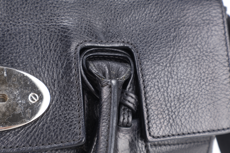 MULBERRY CARA DELEVINGNE BACKPACK BLACK LEATHER SILVER HARDWARE WITH 2 STRAPS AND DUST COVER