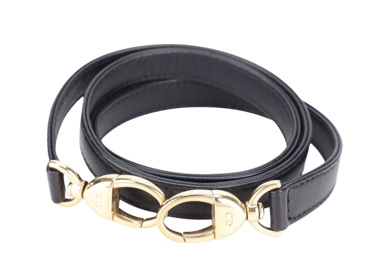 CHRISTIAN DIOR LADY DIOR LARGE BLACK LAMBSKIN 18-MA-0114 GOLD HARDWARE WITH STRAPS, NO DUST COVER