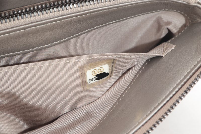 CHANEL METALLIC BRONZE CAVIAR ZIPPY CLUTCH (2481xxxx) RUTHENIUM HARDWARE NO CARD WITH DUST COVER