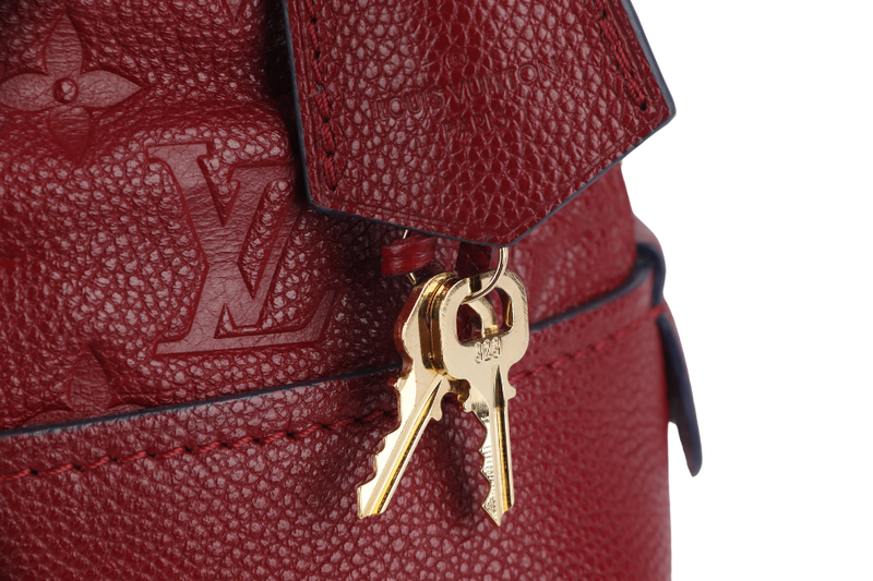 LOUIS VUITTON ALMA NEO BB (M44829) CHERRY BERRY EMPREINTE LEATHER GOLD HARDWARE WITH STRAP, LOCK& KEYS, DUST COVER AND BOX