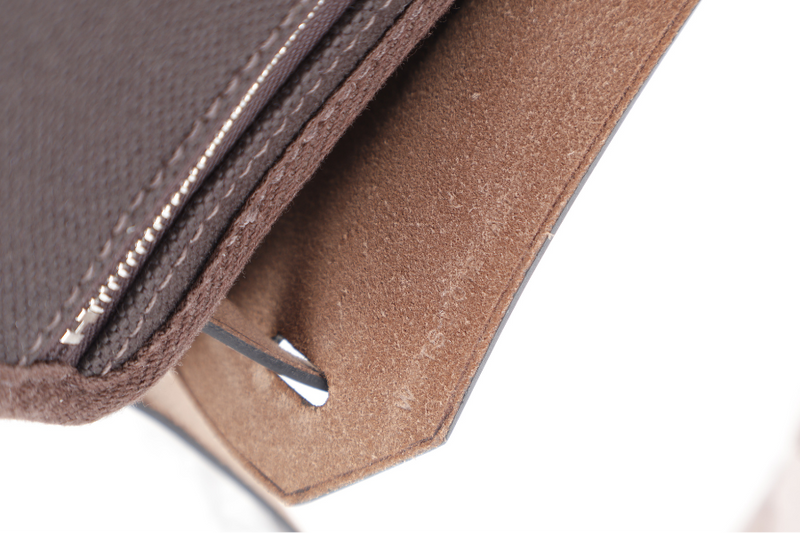 HERMES MINI HERBAG STAMP W (YEAR 2024) EBENE TOILE SILVER HARDWARE WITH DUST COVER