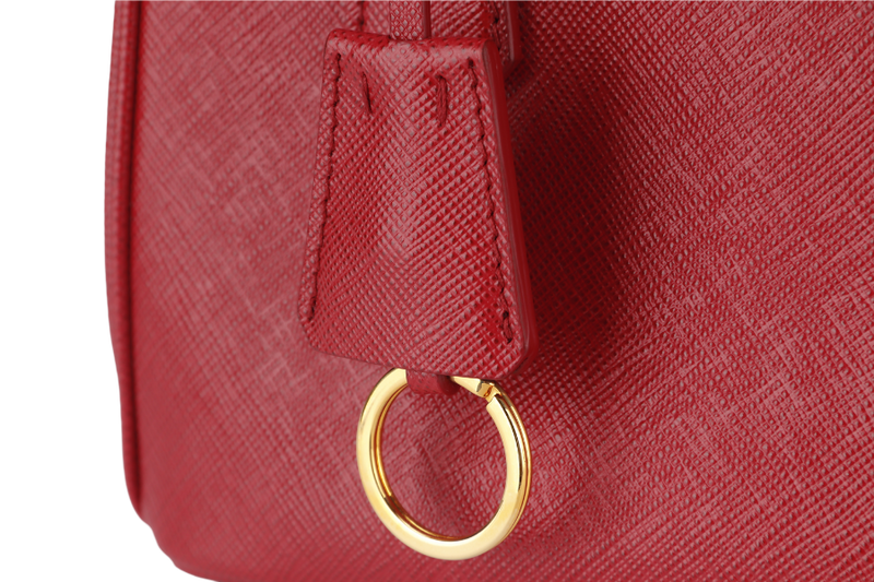 PRADA GALLERIA MINI TOTE (1BA906) RED SAFFIANO LEATHER GOLD HARDWARE WITH STRAP AND DUST COVER