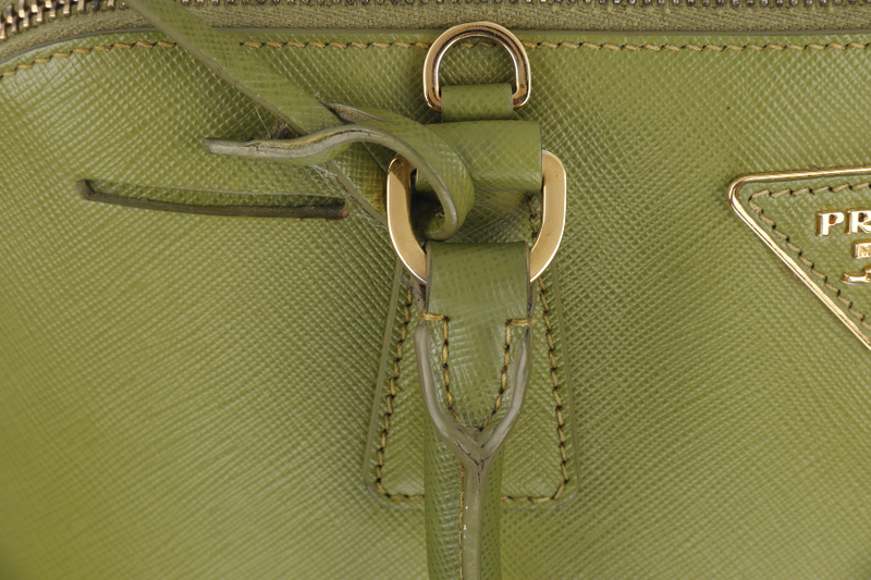 PRADA PROMENADE SATCHEL (BL0837) SMALL GREEN SAFFIANO LUX LEATHER GOLD HARDWARE WITH STRAP AND DUST COVER