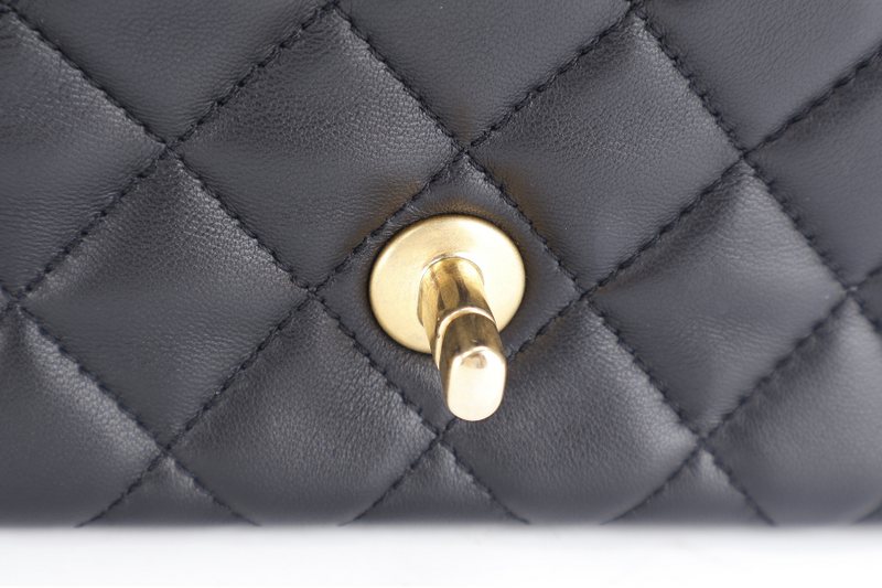 CHANEL MINI RECTANGULAR PEARL CRUSH BLACK LAMBSKIN LEATHER GOLD HARDWARE (HC1Gxxxx) WITH DUST COVER AND BOX