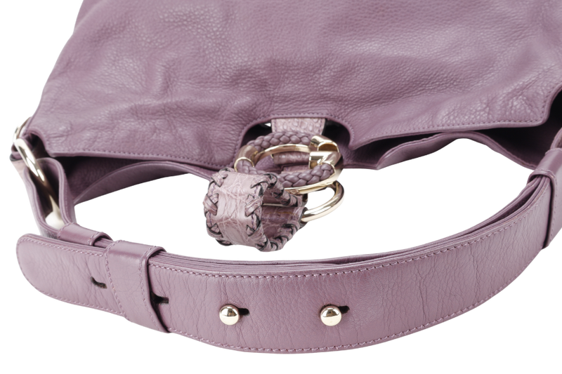 GUCCI G WAVE LEATHER HOBO PURPLE CALF LEATHER SILVER HARDWARE WITH DUST COVER AND STRAPS