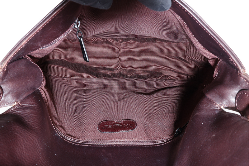 CHANEL VINTAGE DARK BROWN LEATHER HOBO BAG (577xxxx} NO CARD NO DUST COVER