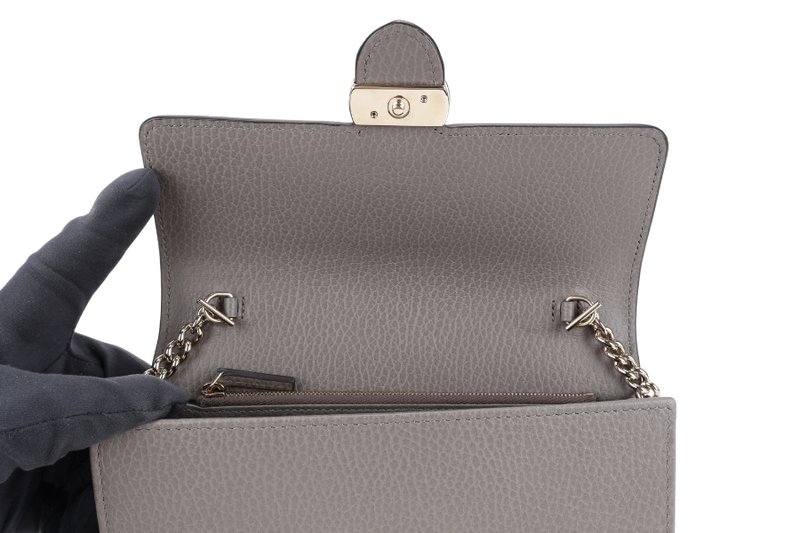 GUCCI INTERLOCKING G W.O.C GREY LEATHER GOLD HARDWARE NO DUST COVER
