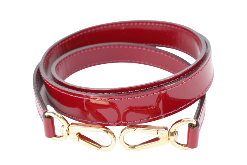 LOUIS VUITTON MONTAIGNE BB MAGENTA MONOGRAM VERNIS GOLD HARDWARE WITH STRAPS, LOCK & KEYS AND DUST COVER