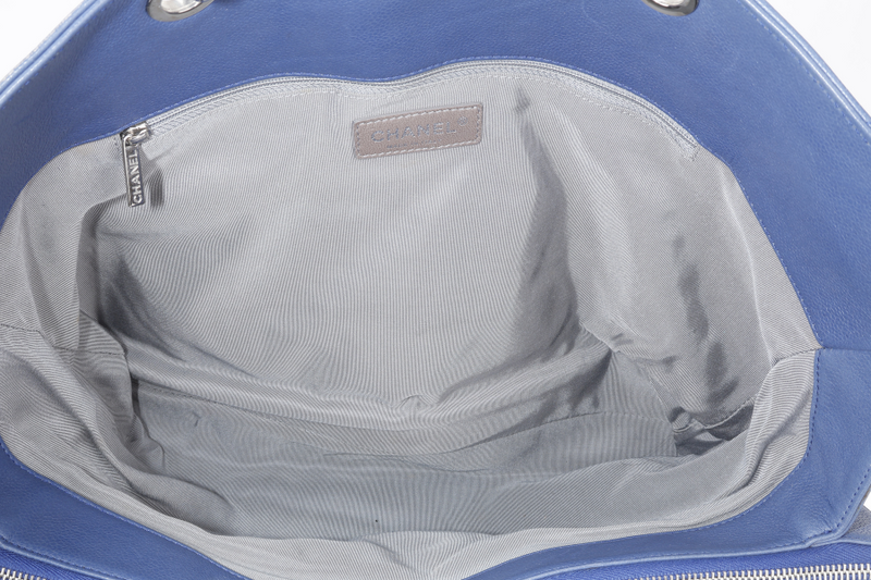 CHANEL TIMELESS SOFT SHOPPER TOTE BLUE CAVIAR LEATHER SILVER HARDWARE (1277xxxx) WITH DUST COVER