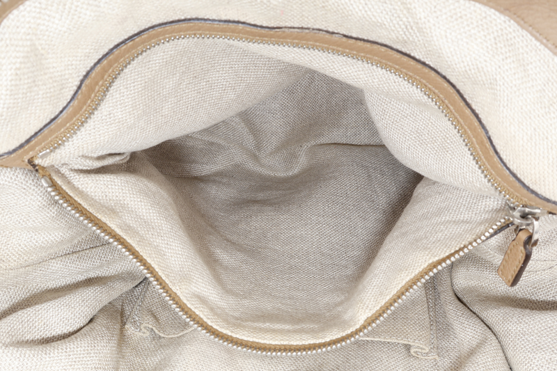 GUCCI SHOULDER BAG BEIGE CANVAS WITH SILVER HARDWARE AND DUST COVER