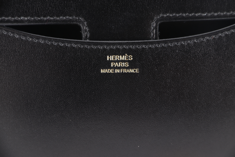 HERMES CONSTANCE 18 (STAMP B) BLACK BOX LEATHER GOLD HARDWARE WITH DUST COVER AND BOX