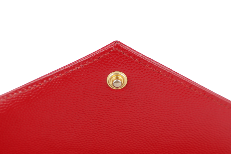 YVES SAINT LAURENT (YSL) RED CAVIAR CHAIN WALLET GOLD HARDWARE NO DUST COVER