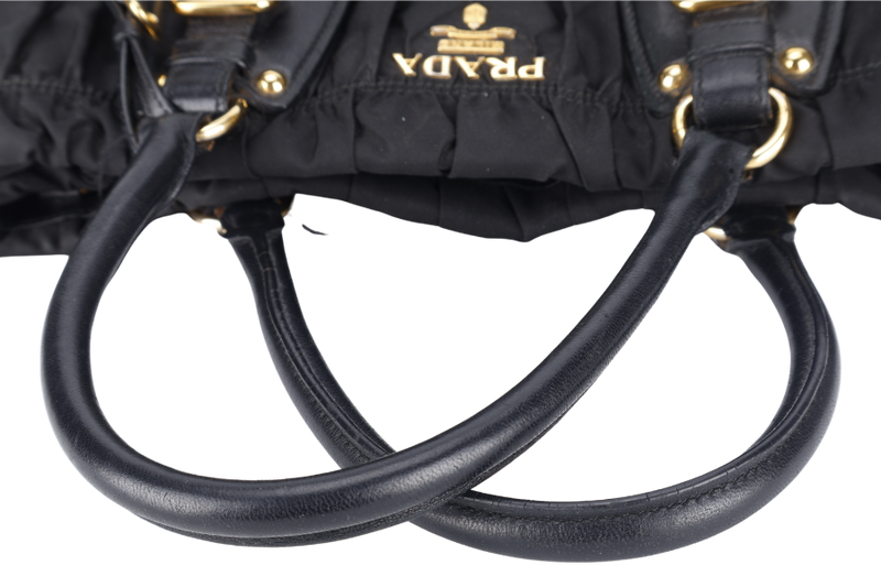 PRADA IBG805 BLACK GAUFRE NYLON BAG WITH STRAPS, CARD AND DUST COVER