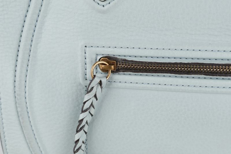 CELINE LUGGAGE TOTE POWDER BLUE LEATHER GOLD HARDWARE WITH DUST COVER NO BOX