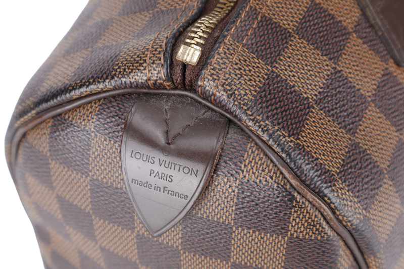 LOUIS VUITTON SPEEDY 25 DAMIER EBENE GOLD HARDWARE WITH KEYS&LOCK AND DUST COVER