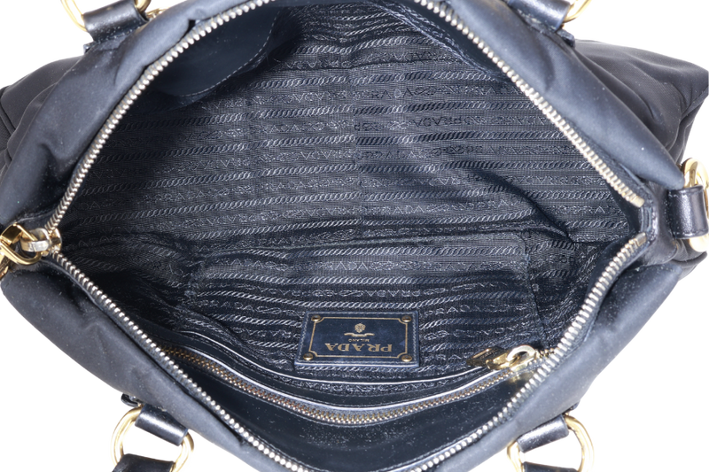 PRADA BN1903 TOP HANDLE BLACK NYLON GOLD HARDWARE NO DUST COVER