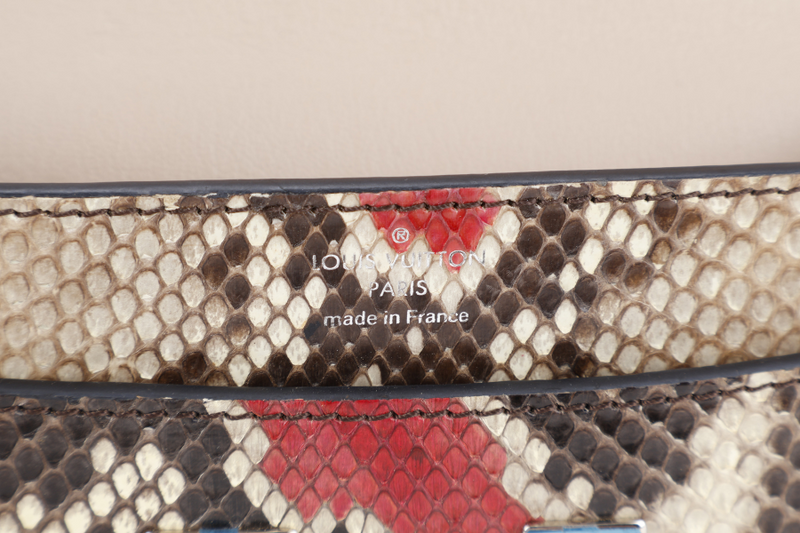 LOUIS VUITTON BICOLOR PYTHON CHAIN LOUISE MM BAG SILVER HARDWARE WITH DUST COVER