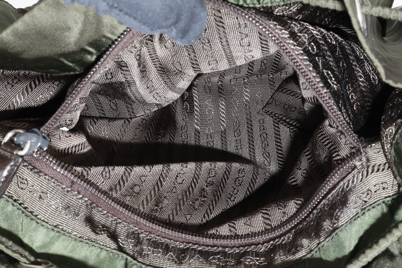 PRADA B2811 GREEN VELA NYLON BACKPACK WITH SILVER HARDWARE WITH CARD NO DUST COVER