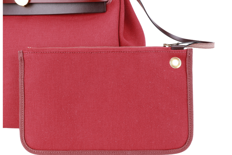 HERMES HERBAG 31 ROUGE CANVAS GOLD HARDWARE STAMP B (YEAR 2023) WITH LOCK &amp; KEYS AND DUST COVER