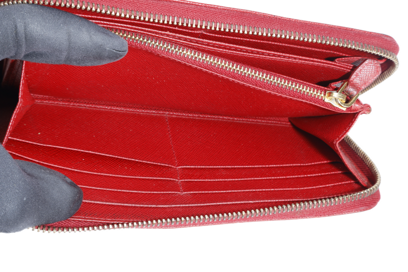 PRADA CONTINENTAL ZIPPY WALLET RED SAFFIANO NO DUST COVER