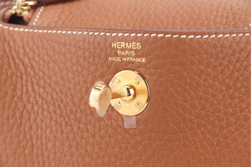 HERMES MINI LINDY GOLD COLOR CLEMENCE GOLD HARDWARE STAMP K (YEAR 2025) WITH DUST COVER AND BOX