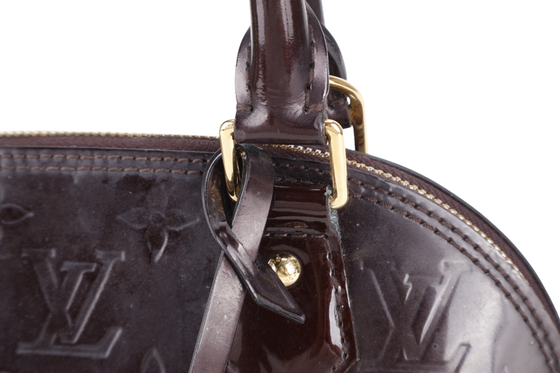 LOUIS VUITTON ALMA BB AMARANTE VERNIS (M12173) GOLD HARDWARE WITH LOCK&KEYS , DUST COVER, STRAPS AND BOX