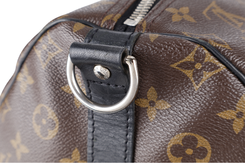 LOUIS VUITTON M56711 KEEPALL BANDOULIERE 55 MONOGRAM CANVAS SILVER HARDWARE (INITIALS NAME _ E.C.A) WITH STRAPS