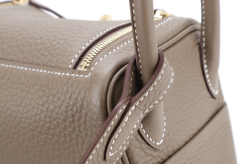 HERMES MINI LINDY ETOUPE COLOR STAMP K (YEAR 2025) CLEMENCE LEATHER WITH DUST COVER