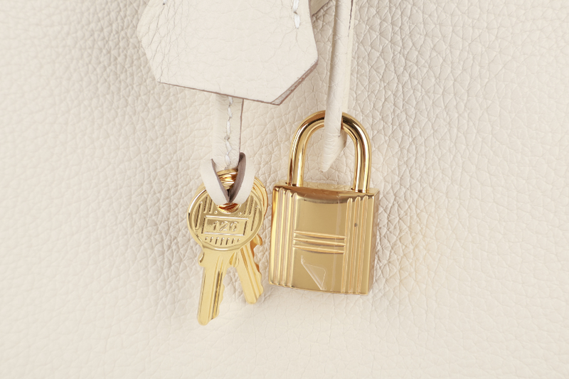 HERMES BIRKIN 25 CRAIE TOGO GOLD HARDWRAE STAMP W (YEAR 2024) WITH TWILLY, KEYS&LOCK AND BOX