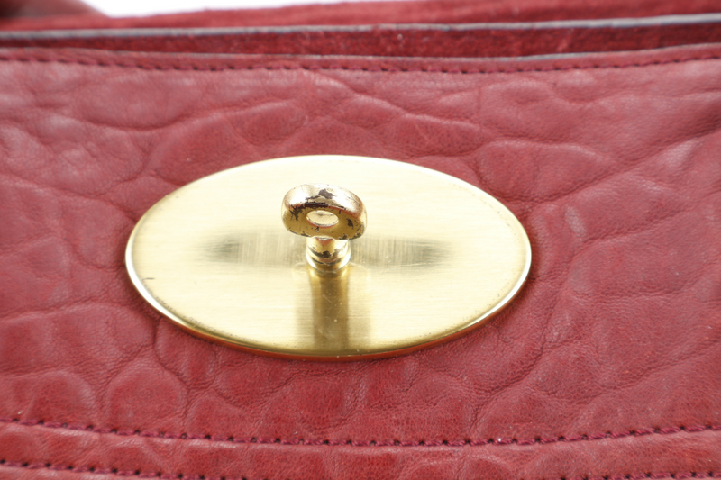 MULBERRY THE BAYSWATER SATCHEL BURGUNDY LEATHER GOLD HARDWARE NO DUST COVER