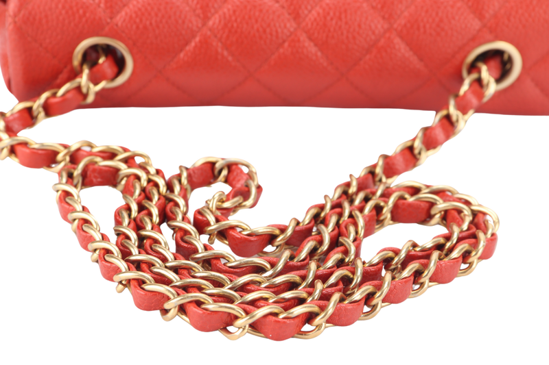 CHANEL CLASSIC FLAP MINI RECTANGULAR (2062xxxx) RED CAVIAR GOLD HARDWARE WITH DUST COVER