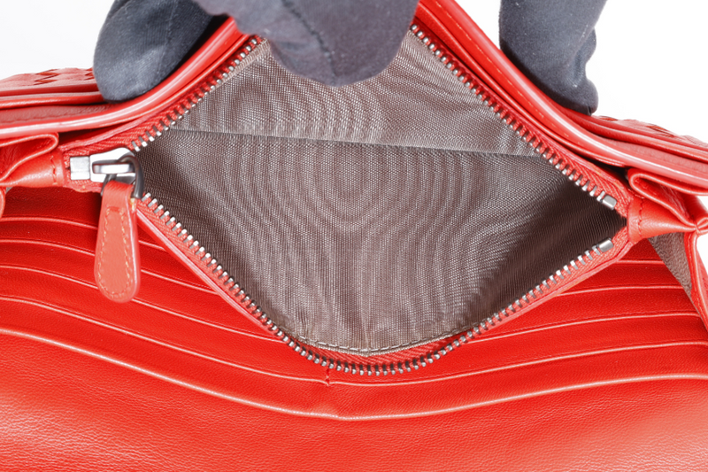 BOTTEGA VENETA CONTINENTAL FLAP WALLET RED INTRECCIATO LEATHER WITH DUST COVER AND BOX