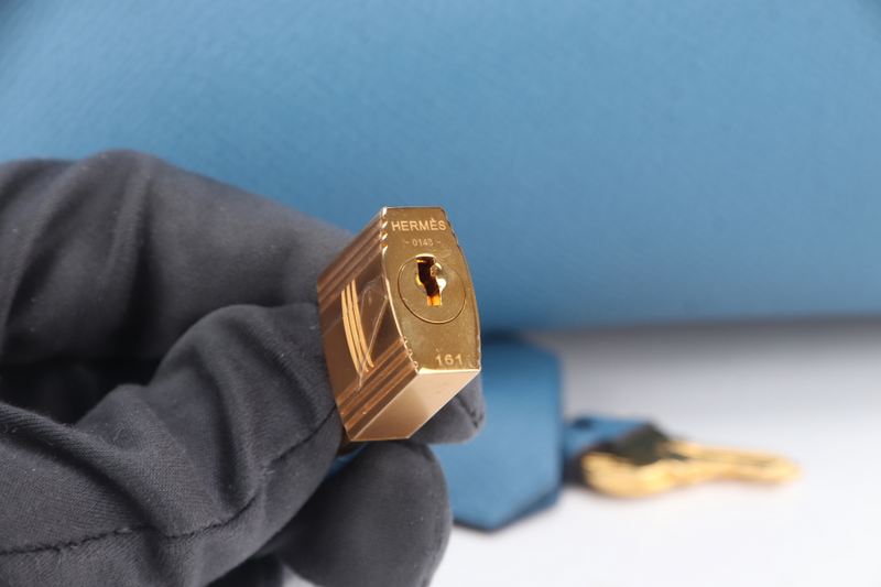 HERMES BIRKIN 30 BLUE PARADISE EPSOM GOLD HARDWARE STAMP C (YEAR 2018) WITH KEYS, LOCK, RAINCOAT AND DUST COVER