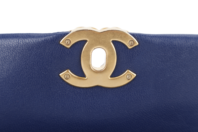 CHANEL C19 (2943xxxx) SMALL ELECTRIC BLUE CLAFSKIN MIX HARDWARE WITH DUST COVER, CARD AND BOX