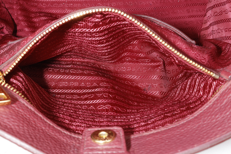 PRADA PINK VITELLO DAINO LEATHER SIDE POCKET TOTE BAG GOLD HARDWARE NO DUST COVER