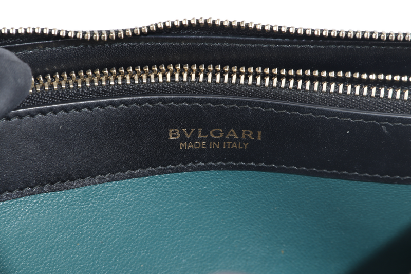 BVLGARI SERPENTI BLACK RECTANGULAR WALLET GOLD HARDWARE